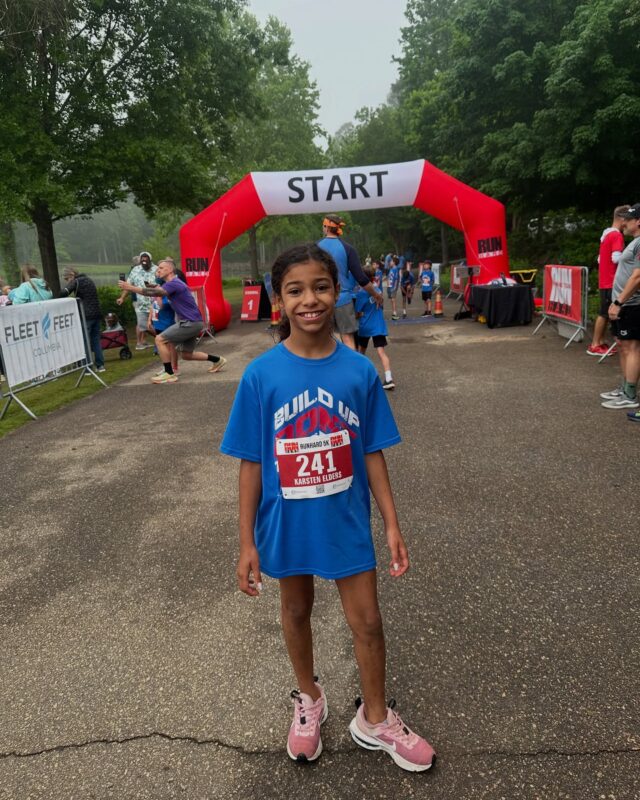 5K finisher!! Proud of her hard work!